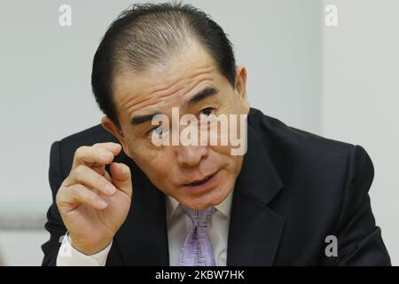 Le défecteur nord-coréen Tae Yong Ho, ancien diplomate nord-coréen, interview au Centre nord-coréen de l'humanité à Séoul, en Corée du Sud, sur 25 février 2019. (Photo de Seung-il Ryu/NurPhoto) Banque D'Images