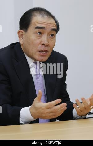 Le défecteur nord-coréen Tae Yong Ho, ancien diplomate nord-coréen, interview au Centre nord-coréen de l'humanité à Séoul, en Corée du Sud, sur 25 février 2019. (Photo de Seung-il Ryu/NurPhoto) Banque D'Images