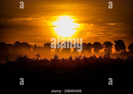 Le soleil se lève au-dessus de la mer Baltique, en Pologne, sur 28 juillet 2020. Cet endroit merveilleux est une grande attraction touristique en Pologne. (Photo de Krzysztof Zatycki/NurPhoto) Banque D'Images