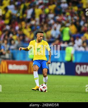 Neymar lors de la coupe du monde de la FIFA, le Brésil contre la Belgique à Kazan Arena, Kazan, Russie sur 6 juillet 2018. (Photo par Ulrik Pedersen/NurPhoto) Banque D'Images