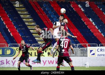 Juventus avance Cristiano Ronaldo (7) dirige le ballon pendant le match de football de la série A n.37 entre Cagliari et Juventus sur 29 juillet 2020 à la Sardegna Arena à Cagliari, Sardaigne, Italie. Résultat final: Cagliari-Juventus 2-0. (Photo de Matteo Bottanelli/NurPhoto) Banque D'Images