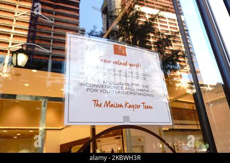 Vue sur la Maison Kayser à Hudson yards. La chaîne de boulangerie française Maison Kayser peut fermer définitivement les 16 emplacements de New York, selon un rapport, la ville de New York entre dans la phase 4 de réouverture suite aux restrictions imposées pour ralentir la propagation du coronavirus à 31 juillet 2020 dans la ville de New York. La quatrième phase permet les arts et le divertissement de plein air, les événements sportifs sans fans et la production de médias. (Photo de John Nacion/NurPhoto) Banque D'Images