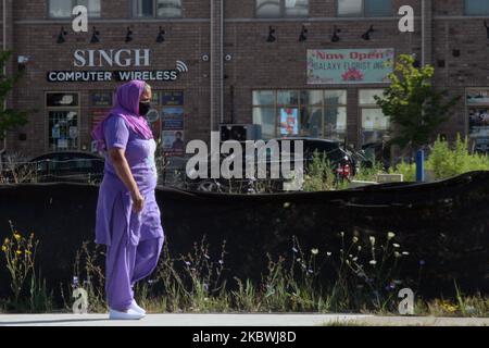 Femme sikh portant un masque pour la protéger du nouveau coronavirus (COVID-19) à Brampton, Ontario, Canada on 01 août 2020. (Photo de Creative Touch Imaging Ltd./NurPhoto) Banque D'Images