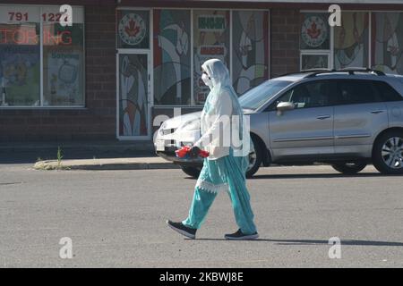 Femme sikh portant un masque pour la protéger du nouveau coronavirus (COVID-19) à Brampton, Ontario, Canada on 01 août 2020. (Photo de Creative Touch Imaging Ltd./NurPhoto) Banque D'Images