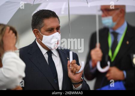 Giovanni Toti, président de la région Ligurie, participe à la cérémonie d'inauguration du nouveau pont de San Giorgio sur 3 août 2020 à Gênes, en Italie. (Photo par Andrea Diodato/NurPhoto) Banque D'Images