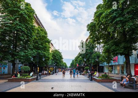 Sofia, Bulgarie - août 2022 : boulevard Vitosha à Sofia, la principale rue commerçante de Sofia, Bulgarie Banque D'Images