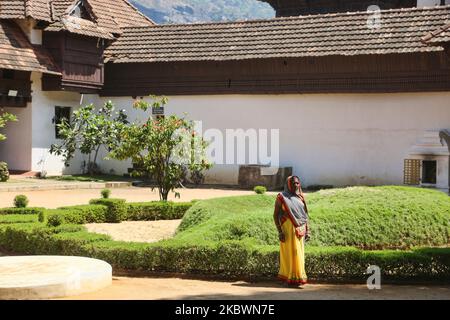 Palais royal de Padmanabhapuram à Padmanabhapuram, Tamil Nadu, Inde sur 11 février 2020. Le palais de Padmanabhapuram (également connu sous le nom de palais de Kalkulam) est l'ancienne capitale de l'ancien royaume hindou de Travancore a été construit autour de 1601 ce par Iravi Varma Kulasekhara Perumal. Le fondateur de Travancore moderne, le roi Anizham Thirunal Marthanda Varma (1706-1758), qui a dirigé Travancore de 1729 à 1758, a reconstruit le palais vers 1750. (Photo de Creative Touch Imaging Ltd./NurPhoto) Banque D'Images