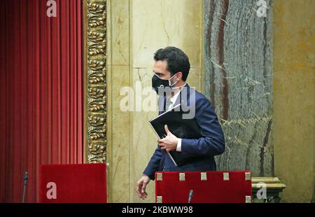 Roger Torrent, Président du Parlement de Catalogne, lors de la session plénière extraordinaire, a absout la monarchie espagnole au Parlement de Catalogne, à Barcelone, Espagne, le 07th août 2020. (Photo de Joan Valls/Urbanandsport/NurPhoto) Banque D'Images