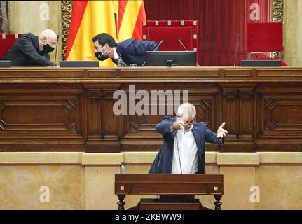 Carlos Carrizosa, de Ciutadans, lors de la session plénière extraordinaire, a absound la monarchie espagnole au Parlement de Catalogne, à Barcelone, Espagne, le 07th août 2020. (Photo de Joan Valls/Urbanandsport/NurPhoto) Banque D'Images