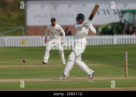 Le Jack Burnham de Durham se battait pendant le match du trophée Bob Willis entre le club de cricket du comté de Durham et le Lancashire à Emirates Riverside, Chester le Street, Angleterre, sur 10 août 2020. (Photo de Mark Fletcher/MI News/NurPhoto) Banque D'Images