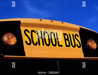 Un autobus scolaire est stationné au centre de transport de Winter Springs des écoles publiques du comté de Seminole à 13 août 2020, à Winter Springs, Floride, États-Unis. Lorsque les écoles du comté rouvriront à 17 août 2020, les autobus seront limités à environ la moitié de leur capacité pour permettre aux élèves de se tenir à distance au fur et à mesure que la pandémie du coronavirus se poursuit. (Photo de Paul Hennessy/NurPhoto) Banque D'Images