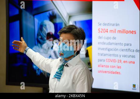 L'ancien maire de Bogota, Claudia Lopez, annonce de nouvelles fermetures sectorisées qui débutent le dimanche 16 août à minuit et se terminent le 30 Agoust, Le plan d'ouvrir l'aéroport international El Dorado pour les vols intérieurs et les restaurants qui peuvent fonctionner en plein air et non à l'intérieur dans le cadre de la nouvelle pandémie de coronavirus à 13 août 2020 à Bogota, Colombie. La Colombie est aujourd'hui considérée comme le pays le plus en vue en Amérique latine à la suite de la nouvelle pandémie de Covid-19. (Photo par Sebastian Barros/NurPhoto) Banque D'Images
