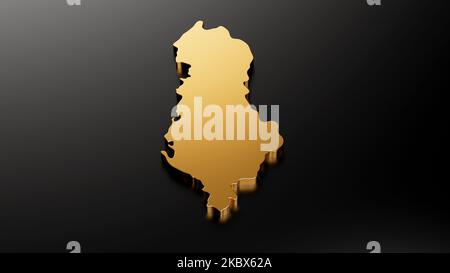 Une illustration de la carte exclusive de l'Albanie, isolée sur fond noir Banque D'Images