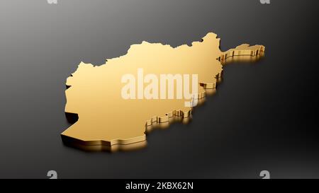 Une illustration de la carte exclusive de l'Afghanistan, isolée sur fond noir Banque D'Images
