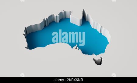 Illustration de la carte d'extrusion intérieure de l'Australie isolée sur un fond noir Banque D'Images