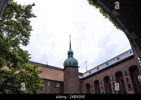 Détails architecturaux de l'hôtel de ville de Stockholm (Stockholms stadshus), siège de la municipalité de Stockholm et lieu du banquet du prix Nobel Banque D'Images