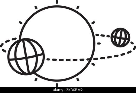 Positions de la terre par rapport au soleil au périhélie et à l'icône de la ligne vectorielle de l'aphélie Illustration de Vecteur