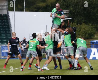 Matt Symons de Harlequins pendant Gallagher Premiership Rugby entre Saracens et Harlequins au stade Allianz Park, Hendonon, Royaume-Uni, le 22nd août 2020 (photo d'action Foto Sport/NurPhoto) Banque D'Images