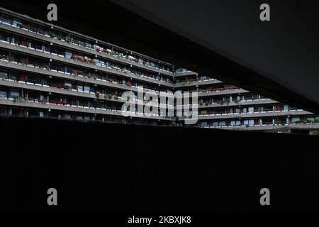 Vue générale sur le domaine de Barbican, dans la ville de Londres sur 23 août 2020. Cinquante des plus grands employeurs britanniques interrogés par la BBC ont déclaré qu'ils n'avaient pas l'intention de renvoyer tout le personnel au bureau à temps plein dans un avenir proche. (Photo par Alberto Pezzali/NurPhoto) Banque D'Images