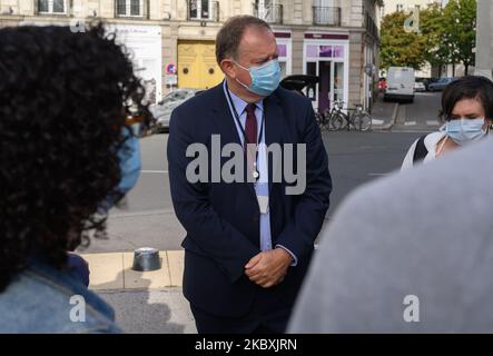 Mardi 26 août 2020, le nouveau Préfet de Loire-Atlantique Didier Martin s'est rendu sur la piste de la cathédrale de Nantes (France) pour observer les dommages qui se sont produits dans le bâtiment de 18 juillet 2020 et faire le bilan des travaux de réhabilitation. (Photo par Estelle Ruiz/NurPhoto) Banque D'Images