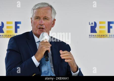 Michel Barnier, négociateur européen pour le Brexit, assiste à la réunion de l'association patronale française Medef sur le thème "la Renaissance des entreprises françaises" sur 26 août 2020, à Paris, en France. (Photo de Daniel Pier/NurPhoto) Banque D'Images