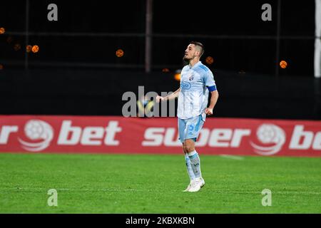 Arijan Ademi célèbre après avoir mené le match contre CFR 1907 Cluj, Ligue des champions de l'UEFA, deuxième cycle de qualification, au stade Constantin Radulescu sur 26 août 2020 à Cluj-Napoca, Roumanie. (Photo de Flaviu Buboi/NurPhoto) Banque D'Images