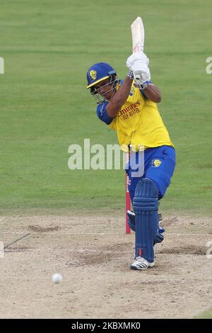 David Bedingham de Durham lors du match du Vitality Blast T20 entre le Durham County Cricket Club et le Lancashire à Emirates Riverside, Chester le Street, Royaume-Uni, on 27 août 2020. (Photo de Mark Fletcher/MI News/NurPhoto) Banque D'Images