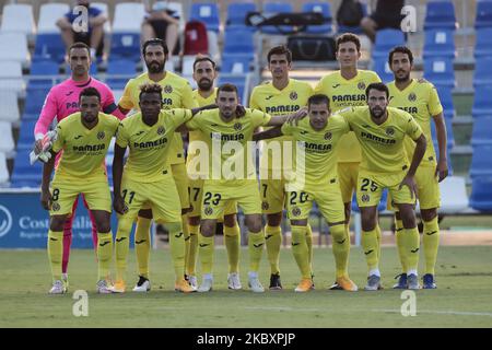 SERGIO ASENJO, RAUL ALBIOL, PACO ALCAER, GERARD MORENO, PAU TORRES, DANI PAREJO FRANCIS COQUELIN, SAMU CHUKWUEZE , moi GOMEZ, RUBEN PEA et ALFONSO PEDRAZA de Villarreal avant le jeu d'avant-saison entre Valencia CF et Villarreal CF à Pinatar Arena sur 28 août 2020 à San Pedro del Pinatar, Espagne. (Photo de Jose Miguel Fernandez/NurPhoto) Banque D'Images