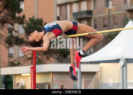 Elena Vallortigara remporte la finale de saut en hauteur des femmes lors des Championnats nationaux d'athlétisme italiens au Stadio Daciano Colbachini sur 30 août 2020 à Padoue, en Italie. (Photo de Massimo Bertolini/NurPhoto) Banque D'Images