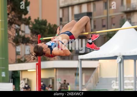 Elena Vallortigara remporte la finale de saut en hauteur des femmes lors des Championnats nationaux d'athlétisme italiens au Stadio Daciano Colbachini sur 30 août 2020 à Padoue, en Italie. (Photo de Massimo Bertolini/NurPhoto) Banque D'Images