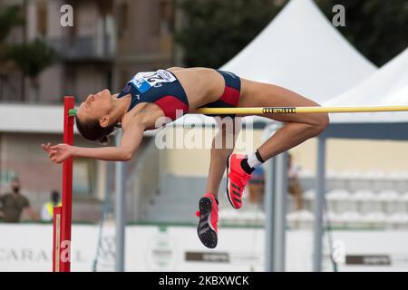 Elena Vallortigara remporte la finale de saut en hauteur des femmes lors des Championnats nationaux d'athlétisme italiens au Stadio Daciano Colbachini sur 30 août 2020 à Padoue, en Italie. (Photo de Massimo Bertolini/NurPhoto) Banque D'Images