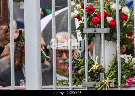 L'ancien Président de Pologne et Nobelist Lech Walesa est vu à Gdansk, Pologne, on 31 août 2020 , Lech Walesa et d'autres partis d'opposition les dirigeants et les membres célèbrent l'anniversaire des accords d'août à Gdansk sur la place de solidarité à Gdansk (photo de Michal Fludra/Nurdra photo) Banque D'Images