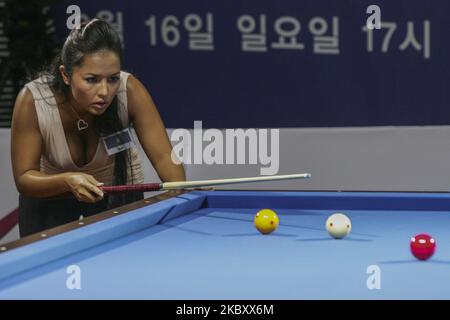 Shanelle Loraine, du Japon, lors d'un match de l'équipe internationale XTM Carom Challange à Goyang, en Corée du Sud, sur 15 septembre 2007. (Photo de Seung-il Ryu/NurPhoto) Banque D'Images