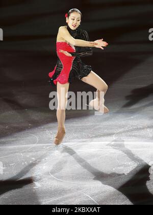 Au Japon, Mao Asada se produit lors du gala de l'exposition finale 2008/2009 du Grand Prix de patinage artistique de l'UIP à Goyang, près de Séoul, en Corée du Sud, sur 14 décembre 2008. (Photo de Seung-il Ryu/NurPhoto) Banque D'Images