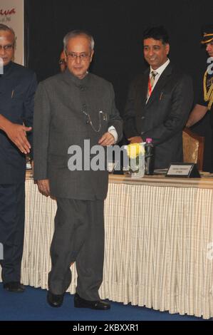 Photo du dossier : Shri Pranab Mukherjee, ancien président de l'Inde et Bharat Ratna, est décédé à 84 ans après avoir lutté contre une longue maladie. Des dirigeants et des personnalités de tous les horizons ont pleuré l'imprudence politique de New Delhi, en Inde. (Photo de Debajyoti Chakraborty/NurPhoto) Banque D'Images