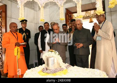 Photo du dossier : Shri Pranab Mukherjee, ancien président de l'Inde et Bharat Ratna, est décédé à 84 ans après avoir lutté contre une longue maladie. Des dirigeants et des personnalités de tous les horizons ont pleuré l'imprudence politique de New Delhi, en Inde. (Photo de Debajyoti Chakraborty/NurPhoto) Banque D'Images