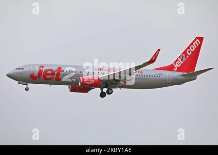 Un Boeing Jet2 737 atterrit à l'aéroport de Newcastle, en Angleterre, sur 15 juillet 2020. (Photo de Robert Smith/MI News/NurPhoto) Banque D'Images