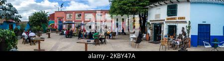 Une vue panoramique de el Chorro de Quevedo comme partie du pilote pour rouvrir les restaurants, Bogota, ciel ouvert 'Bogota Cielo Abierto' comme le nouveau coronavirus pandémie a abaissé les cas à Bogota, les restrictions ont diminué. Le 3 2020 septembre, à Bogota, Colombie. (Photo par Sebastian Barros/NurPhoto) Banque D'Images