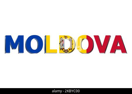 3D drapeau de Moldova sur fond de texte. Banque D'Images