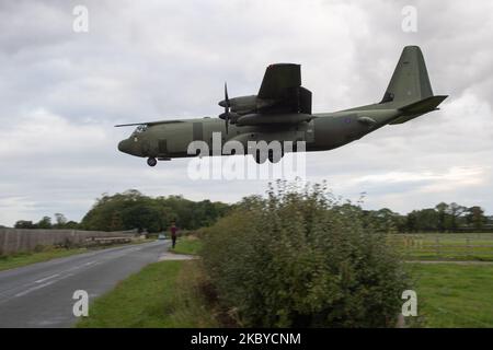 ZH870 Royal Air Force Lockheed C-130J-30 Hercules C.4 revient à RAF Brize Norton, à Oxfordshire, en Angleterre, le 6 septembre 2020. (Photo de Jon Hobley/MI News/NurPhoto) Banque D'Images