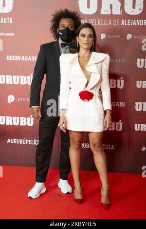 Marcelo Vieira et son épouse Clarice Alves assistent à la première de 'Urubu' au cinéma Callao sur 10 septembre 2020 à Madrid, Espagne. (Photo par Oscar Gonzalez/NurPhoto) Banque D'Images