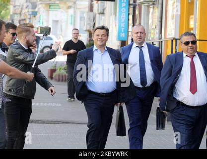 L'ancien chef du bureau présidentiel ukrainien Andiy Bohdan arrive pour interrogatoire au Bureau d'enquête de l'État à Kiev, en Ukraine, le 14 septembre 2020. Le Bureau d'enquête de l'Etat a appelé l'ancien chef du Bureau du Président pour interrogatoire en tant que témoin à la suite de son entretien avec Dmitry Gordon dans lequel Bogdan a rendu public des informations prétendument existence d'accords avec des responsables russes sur le statut de la Crimée, les liaisons aériennes avec la Russie, l'échange de prisonniers, et un certain nombre d'autres accords qui ne sont pas prévus par des lois et des lois ou d'autres directives du Banque D'Images