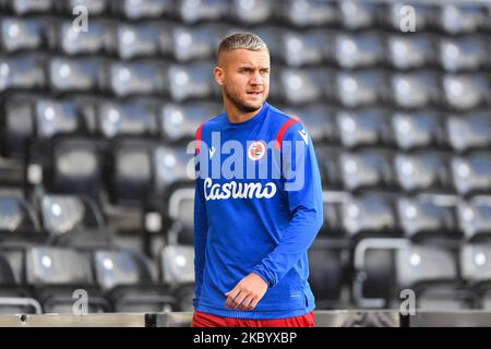 George Puscas de Reading pendant le match de championnat de pari de ciel entre le comté de Derby et Reading au Pride Park, Derby, Angleterre, on 12 septembre 2020. (Photo de Jon Hobley/MI News/NurPhoto) Banque D'Images