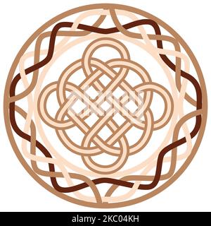 Nœud mystique de la longévité et de la santé, un signe de bonne chance Feng Shui, le nœud infini, le symbole de santé tatouage Illustration de Vecteur