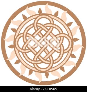 Nœud mystique de la longévité et de la santé, un signe de bonne chance Feng Shui, le nœud infini, le symbole de santé tatouage Illustration de Vecteur