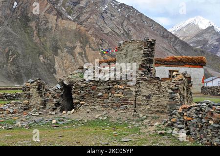 Demeure d'un village traditionnel à Zanskar, Ladakh, Jammu-et-Cachemire, Inde. (Photo de Creative Touch Imaging Ltd./NurPhoto) Banque D'Images