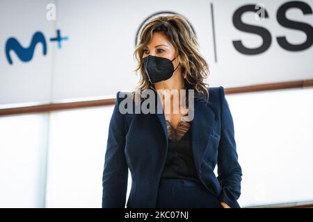 Gina Gershon assiste au photocall du 'Festival du Rifkin' pendant le Festival international du film de Saint-Sébastien 68th au Palais Kursaal sur 18 septembre 2020 à Saint-Sébastien, en Espagne. (Photo de Frank Lovicario/NurPhoto) Banque D'Images