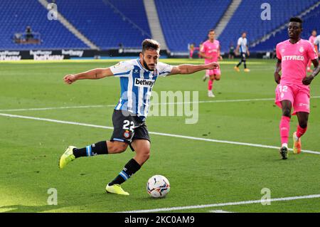 Matias Vargas lors du match entre le RCD Espanyol et le RCD Mallorca, correspondant à la semaine 2 de la Ligue Smartbank, joué au stade RCDE, le 20th septembre 2020, à Barcelone, Espagne. -- (photo par Urbanandsport/NurPhoto) Banque D'Images