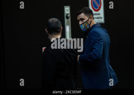 Le joueur italien de football de l'AC MILAN Alessio Romagnoli est vu au spectacle de mode Dolce e Gabbana pendant la semaine de mode de Milan Printemps-été 20/21, Italie, 23 septembre 2020 (photo par Mairo Cinquetti/NurPhoto) Banque D'Images