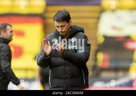 Vladimir Ivic, directeur de Watford, lors du match de championnat Sky Bet entre Watford et Luton Town à Vicarage Road, Watford, Angleterre, sur 26 septembre 2020. (Photo de Leila Coker/MI News/NurPhoto) Banque D'Images